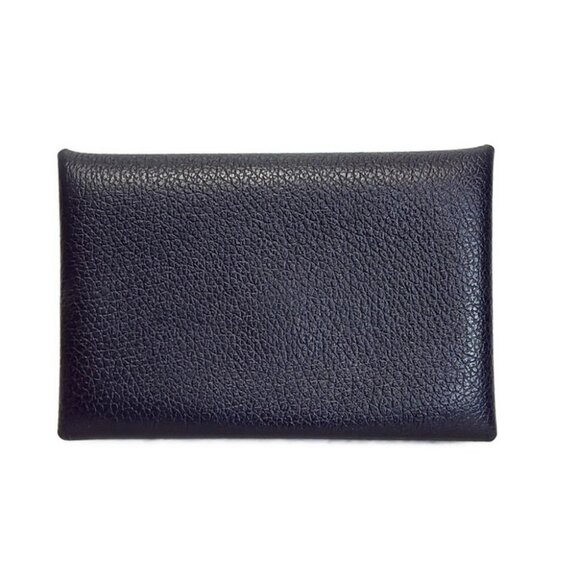 Auth HERMES Calvi - Blue Indigo Vachette Crispe Fjord B Card Case - Picture 2 of 4